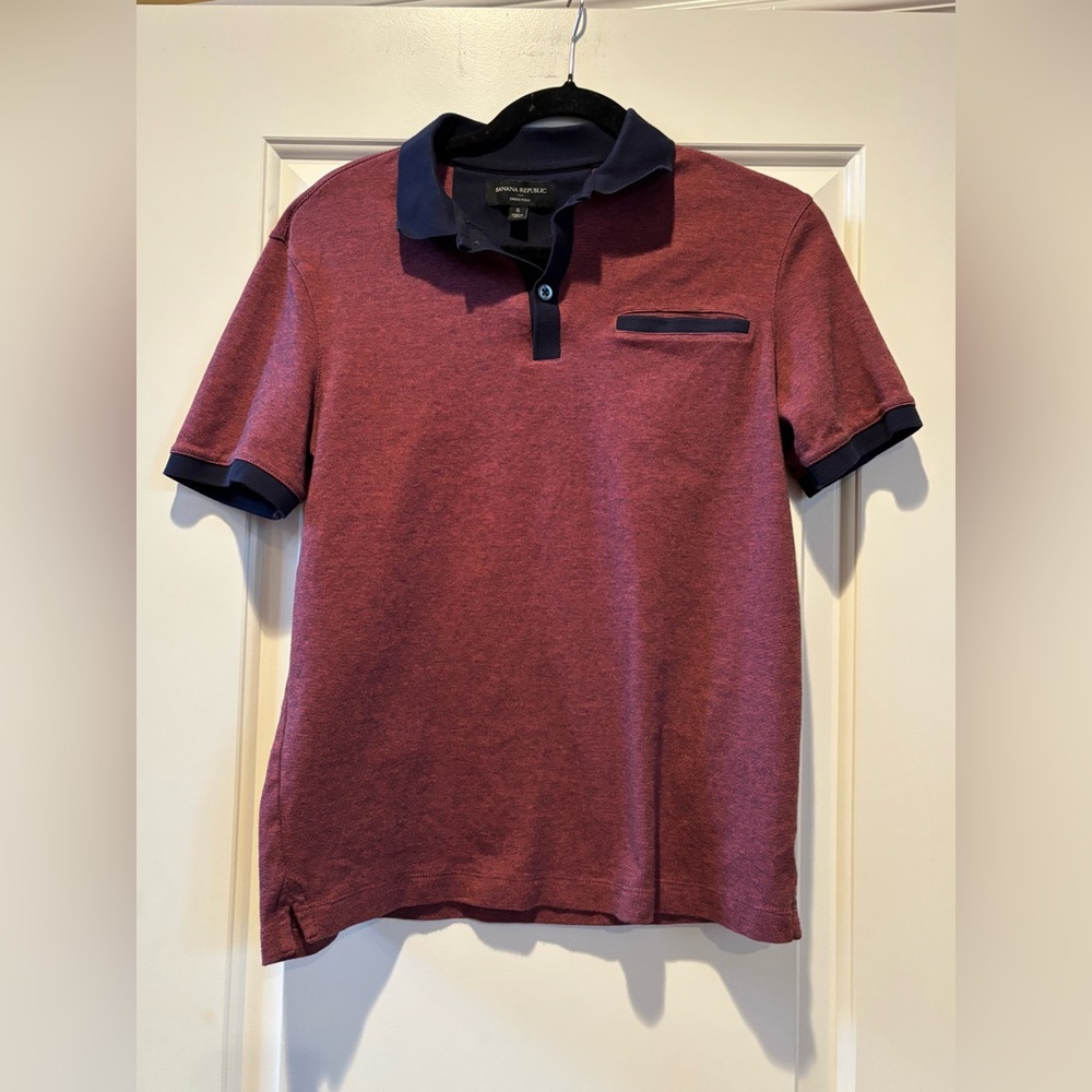 Banana Republic Maroon Polo with Navy Trim